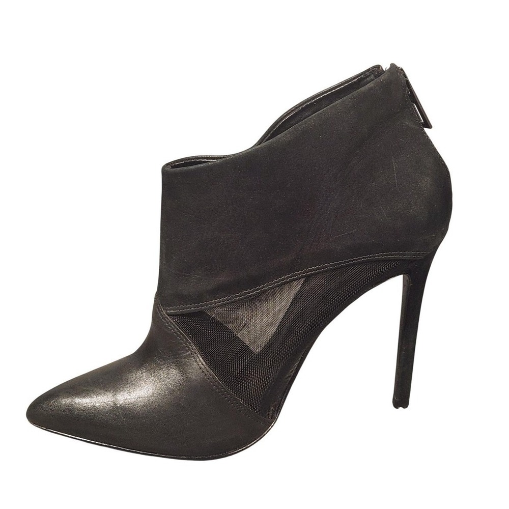 Schutz Womens Black Textured Leather Low Cut Stiletto Ankle Booties Size 8.5